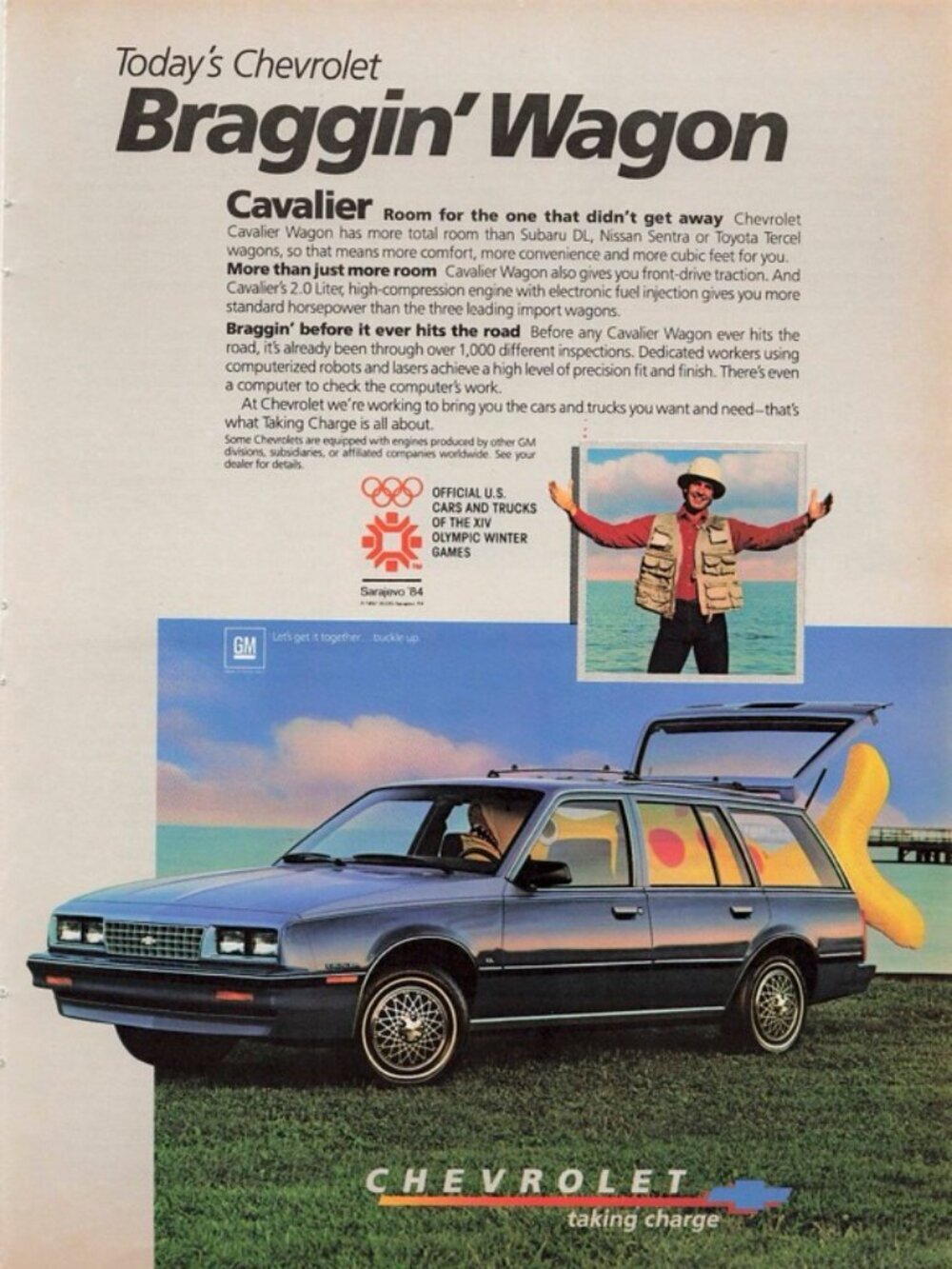 1983 Chevrolet Cavalier Wagon Vintage Print Ad Station Wagon Taking Charge GM